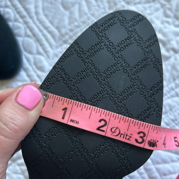 Like New Vionic Lacey Tortoise Block Heel Slingback Black Suede Booties - Picture 11 of 11